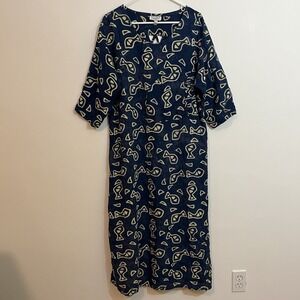 Simple People Maxi Dress One Size Fits up to XXL Blue Fish Rayon Indonesia